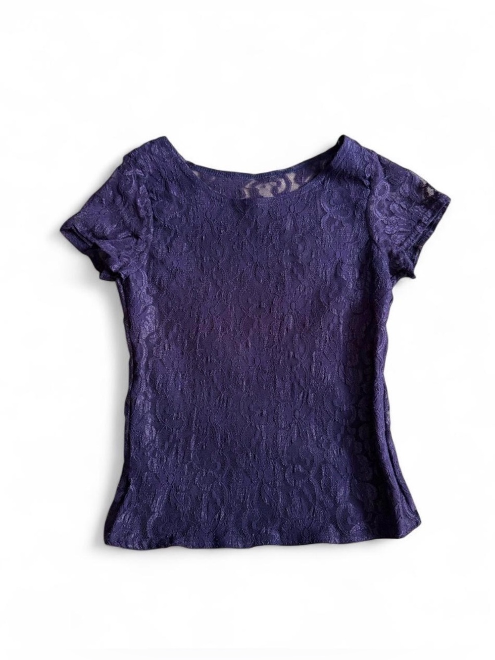 Women's Purple Lace Short-Sleeve Top